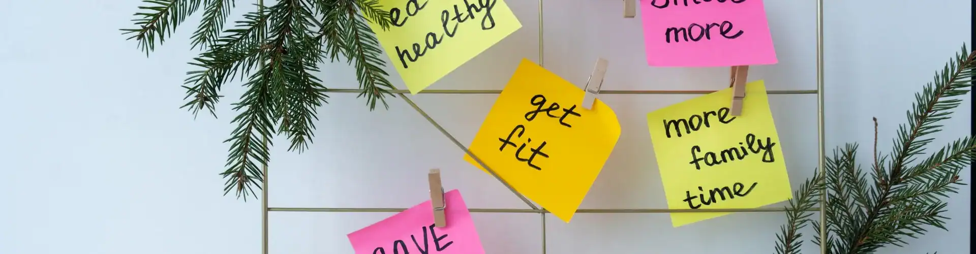 Set of goals on a vision board.